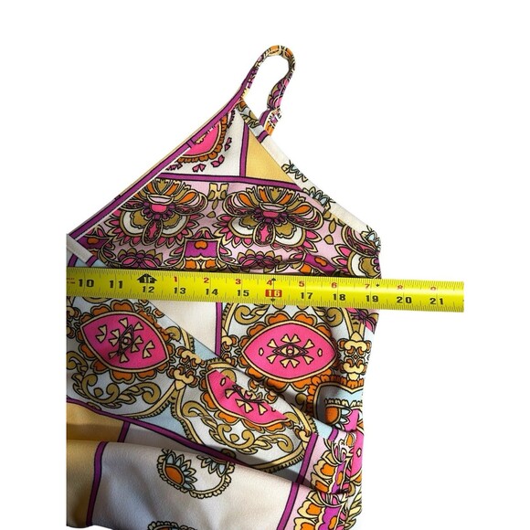 Venus Womens Funky Print Asymmetrical Wrap Mini Dress Pink White Size XL Retro - Picture 5 of 9
